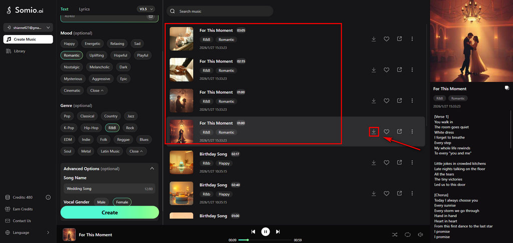 04 Prévisualisez et téléchargez la musique par IA