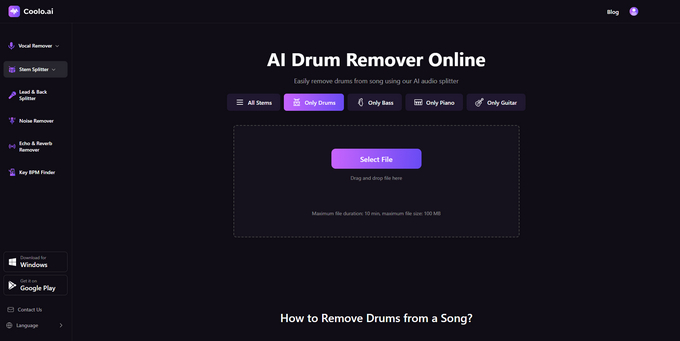 01 Coolo AI Drum Remover